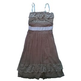 Vestido de seda y encaje Les Petites Rosa Rosa