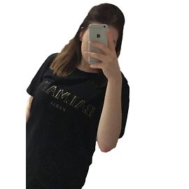 Camiseta Balmain negra de algodón con inscripción dorada Negro