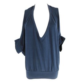 Junya Watanabe-Blusa de túnica torcida espalda recogida-Azul marino