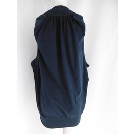 Junya Watanabe-Gathered Back Blusa de túnica distorcida-Azul marinho