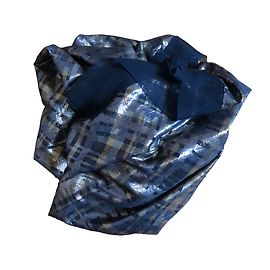 Yves Saint Laurent Sciarpe di seta Nero Argento D'oro