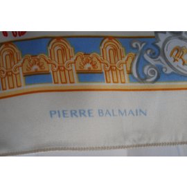 Pierre Balmain-Sciarpe di seta-Rosa,Bianco,Blu