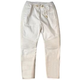 Balmain Bikerhose Creme Baumwolle Roh