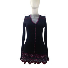 Marithé et François Girbaud Strickjacke Schwarz Pink Mehrfarben