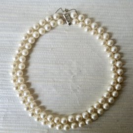 Autre Marque-Collar de perlas vintage-Blanco