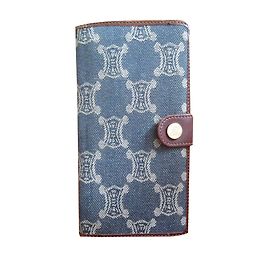 Portefeuille Céline en cuir bleu Bleu