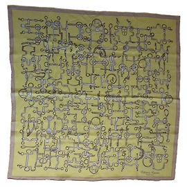 Hermès Equestrian Collection Silk Scarf Yellow Yellow