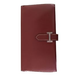 Hermès Béarn wallet dark red leather Dark red