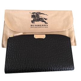 Burberry Black Grained Leather Wallet Black