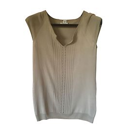 Top sin mangas Hermès de viscosa beige Beige