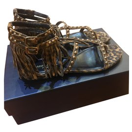Saint Laurent-sandals-Leopard print