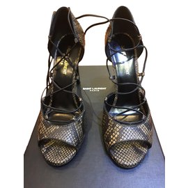 Saint Laurent-sandals-Python print