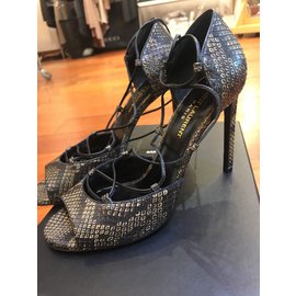 Saint Laurent-sandals-Python print
