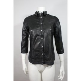 Zadig & Voltaire-Zadig Voltaire Deluxe camisa / chaqueta de cuero-Negro