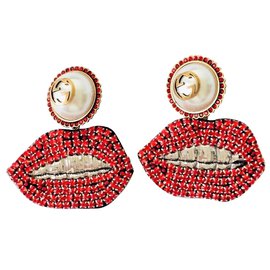 Gucci-Lips clip on Earrings-Red
