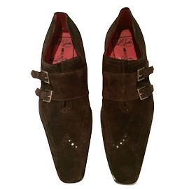 Autre Marque L.Guillo Scarpe stringate in vitello velluto marrone 43 Marrone