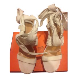 Hermès Sandals White Leather White
