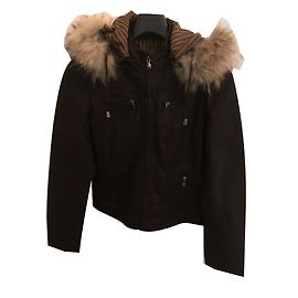 Autre Marque Brown Goat Leather and Fox Fur Jacket Brown