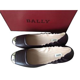 Bally Leather Ballet Flats Dark Red Dark red