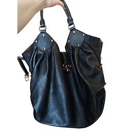 Louis Vuitton Mahina Black Leather Handbag Black