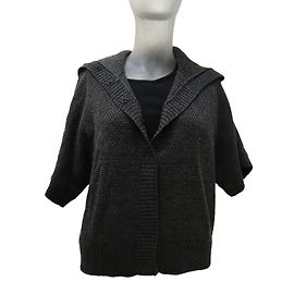 Autre Marque Graue Strickjacke aus Wolle mit Kimono-Ärmeln Grau
