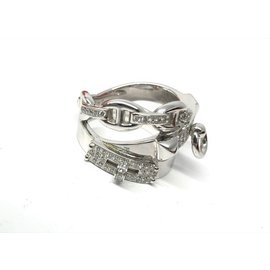 Hermès-ouro branco e diamante Alchimie Ring-Prata