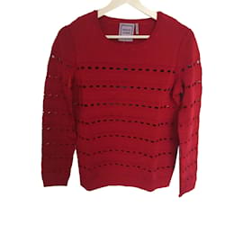 Pull ajouré rouge Herve Leger Rouge