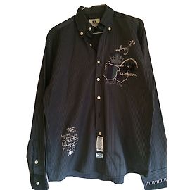 Autre Marque La Martina Hemd Gestreift Bestickt Schwarz Grau Schwarz