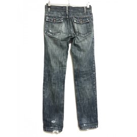 Comme Des Garcons-Ripped Straight Jeans-Blue