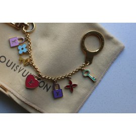 Louis Vuitton-Key Holder and Bag Charm-Pink,Blue,Golden,Green,Yellow