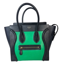 Céline-Bagagem Tote bicolor-Preto,Verde