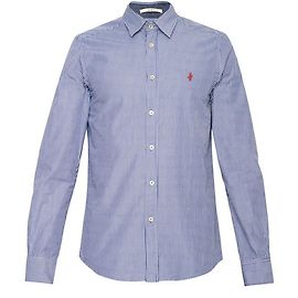 Autre Marque Camisa de rayas azul de algodón Custom Fit Azul