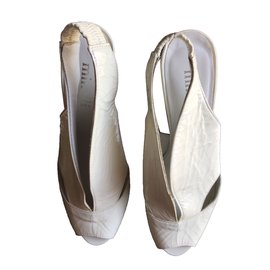 Minelli White Leather Heels 36 White