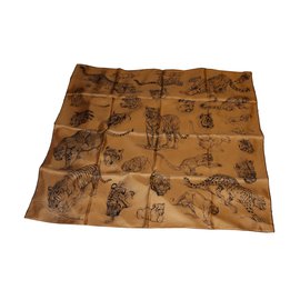 Hermès-Silk scarves-Brown
