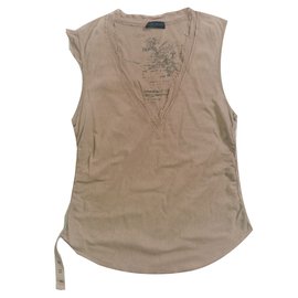 Top asimétrico de algodón beige Ikks Beige