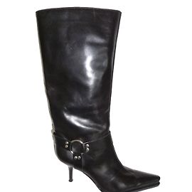 Botas Sergio Rossi de couro preto com tiras Preto