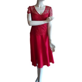 Autre Marque Rotes Cocktailkleid mit Spitze Rot