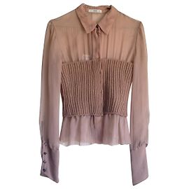 Blusa de seda Prada bege Bege