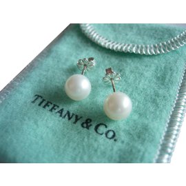 Tiffany & Co-Boucles d'oreille perles et argent massif-Blanc