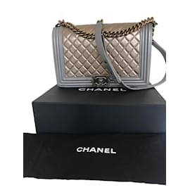 Chanel-nuova borsa medium boy in argento oro-Metallico