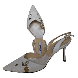 Gianni Versace White Leather Heels 37 IT White