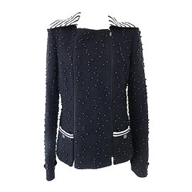 Chanel 2017 chaqueta con cuentas Azul marino