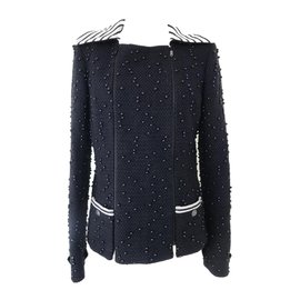 Chanel-2017 beaded jacket-Navy blue