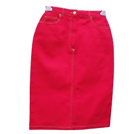 Saia jeans vermelha Pierre Cardin Algodão Vermelho