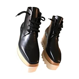 Stella Mc Cartney Stella McCartney Elyse Platform Derby Clogs White Blue Light Brown Leather White Blue Light brown