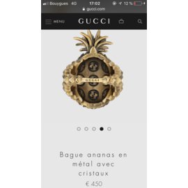 Gucci-Bague ananas en métal avec cristaux-Doré,Autre,Jaune