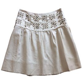 Chloé Silk Embroidered Skirt Beige Beige