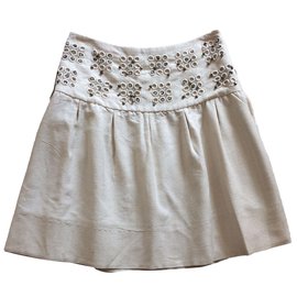 Falda Chloé de seda bordada beige Beige