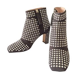 Christopher Kane Suede Studded Ankle Boots Taupe Taupe
