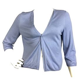 René Lezard Cardigan aus Seide und Kaschmir Blau